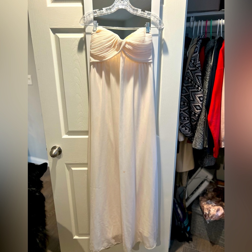 Ivory Boho Strapless Maxi Dress. Size 8